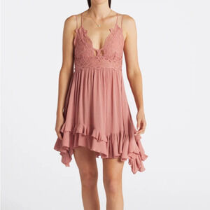 NWT Free People Adella Maxi Slip Dress Sleeveless Boho Crochet Lace Rose S